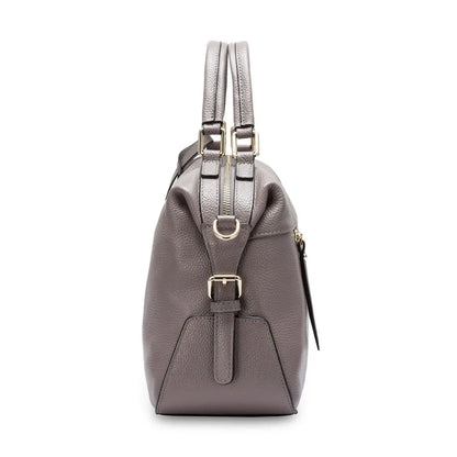 Dark Blue Women Boston Bag 100% Genuine Leather Handbags Female Charm Crossbody Purse Luxury Shoulder Bags For Work Shoppi