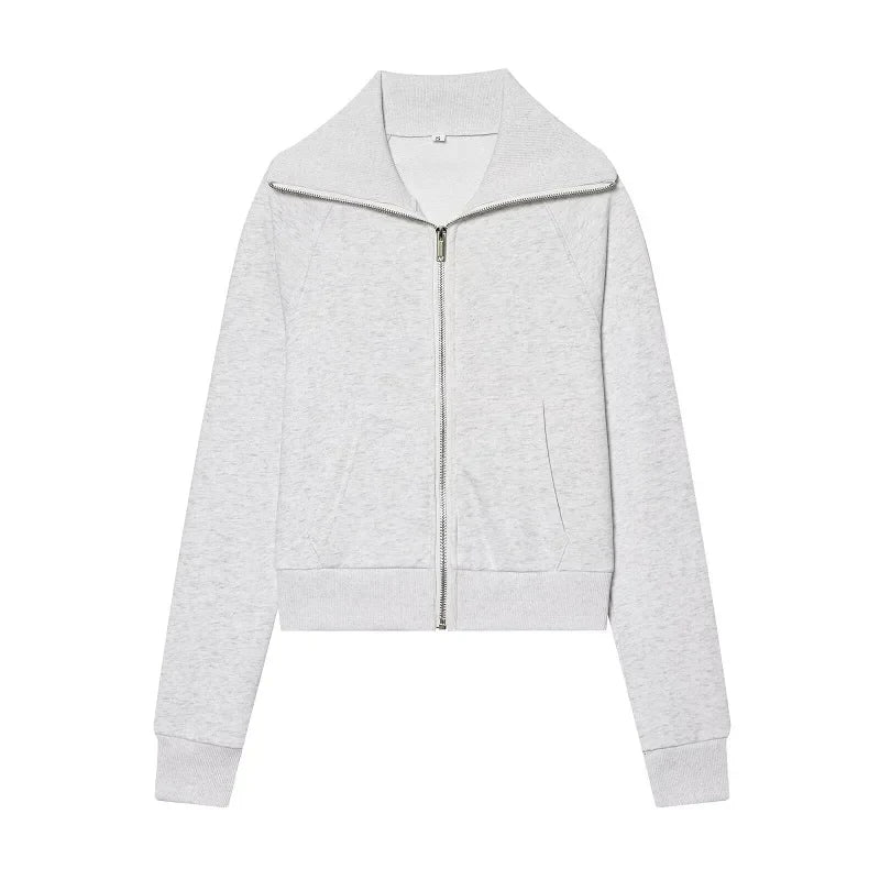 Women's Suits Flare Pants Sets 2 Piece Set Fleece Elastic Waist Trouser Suit Cropped Sweatshirts Jacket Two-Piece Set