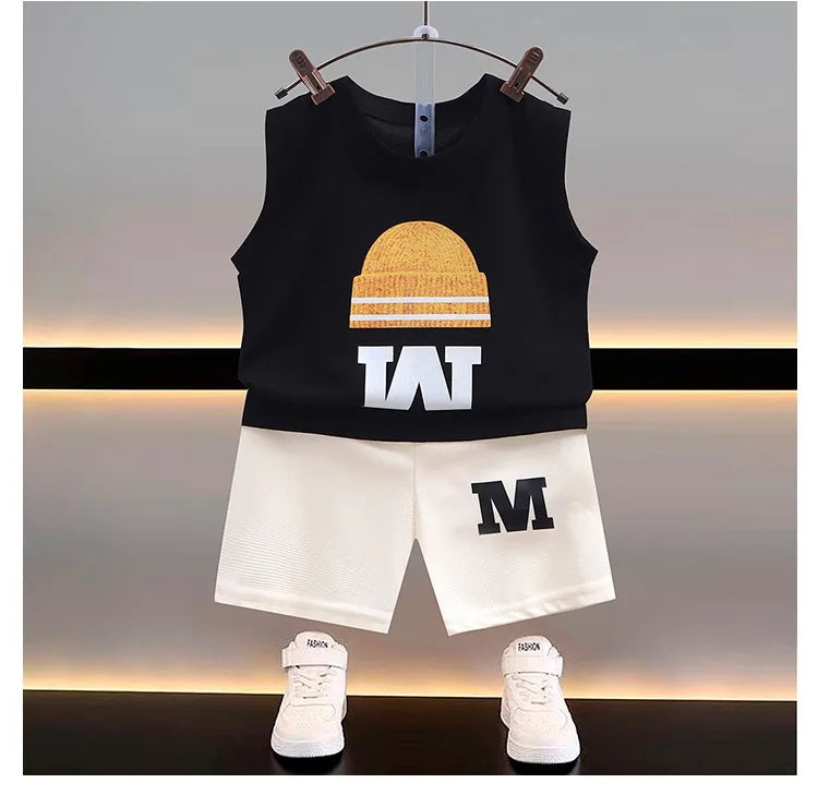 1Set Boys Girls Leisure Set Fashion Cartoon Children Short Sleeve Shorts Sets Summer Kids Clothes Baby Tee+Short Pants Tracksuit