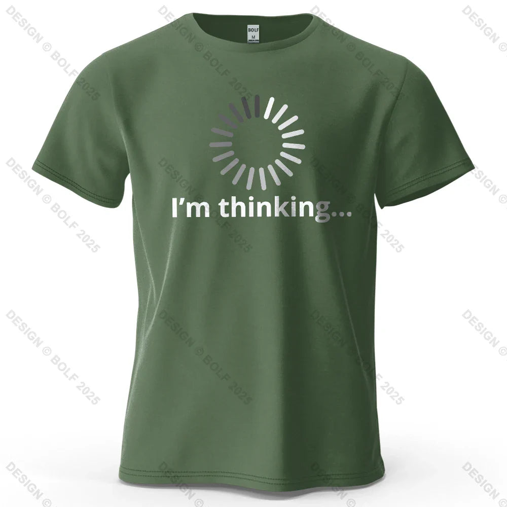 I'm Thinking Creative Printed Men's T-Shirt 100% Cotton Oversized Daily Graphic Tees for Women Tops Tees Casual Streetwear