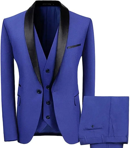 Fashion Colorful Black Lapel Wedding Men Suit Costume Homme Groom Tuxedo Prom Party 3 Pcs Slim Fit Men Blazer Terno Masculino