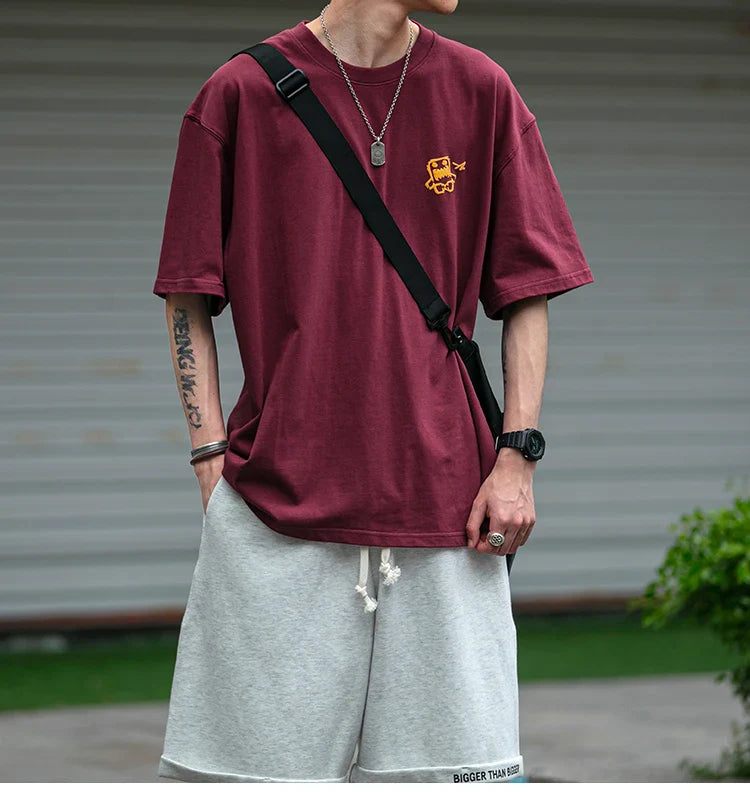 Summer Korean Oversize T-Shirt For Men Streetwear Harajuku High Quality Short Sleeve Loose Casual Tops Hip Hop Trendy Tee Male