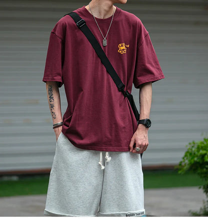 Summer Korean Oversize T-Shirt For Men Streetwear Harajuku High Quality Short Sleeve Loose Casual Tops Hip Hop Trendy Tee Male