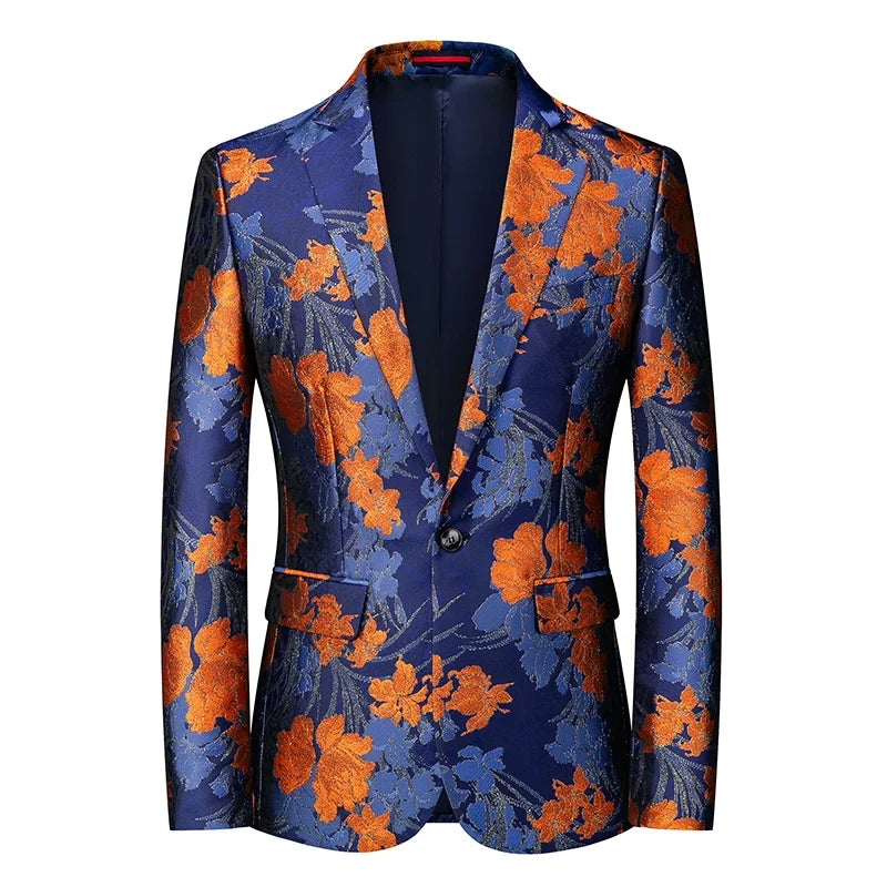 2026 New Men's Pink Embroidered Suit Jacket, Wedding Party Dress Coat, Fashionable Slim Male Blazers, Asian Size M-5XL 6XL