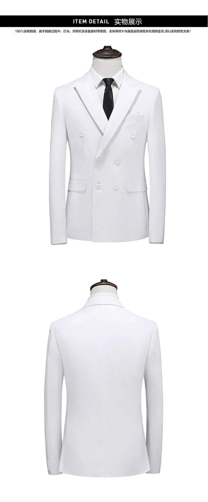 2025 Brand Fashion Men Double Breasted Tuxedo Business Suit/Male Slim Fit  Korean Casual Clothing/Men's Casual Jacket Blazers
