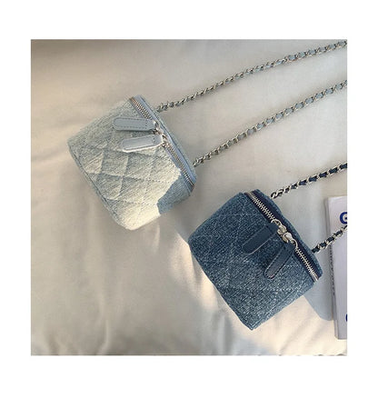Mini Denim Crossbody Bags for Women 2026 Lingge Chains Shoulder Bag Fashion Brands Box Bag Lipstick Coins Purses and Handbags