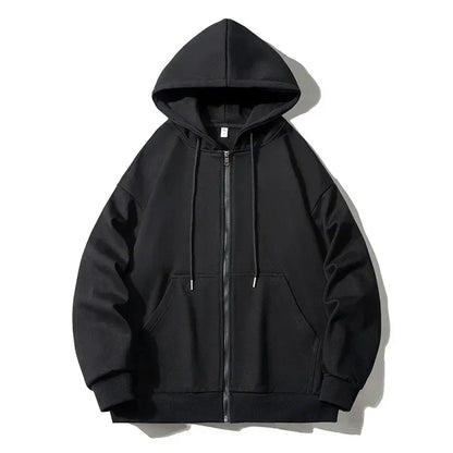 Autumn Winter Plus Size Jacket Men's Pocket Coats Loose Fashion Full Zip Hoodies Coat 5XL 6XL 7XL Fat Male Clothing 110-185KG