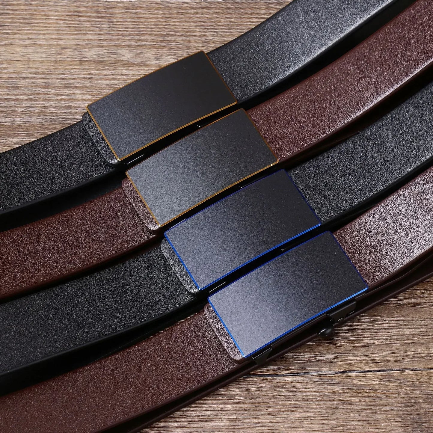 3.5CM Thick Cowhide Genuine Leathe Jeans Belt Business Toothless Automatic Buckle Belt Men High Quality Luxury Male Strap Cintos
