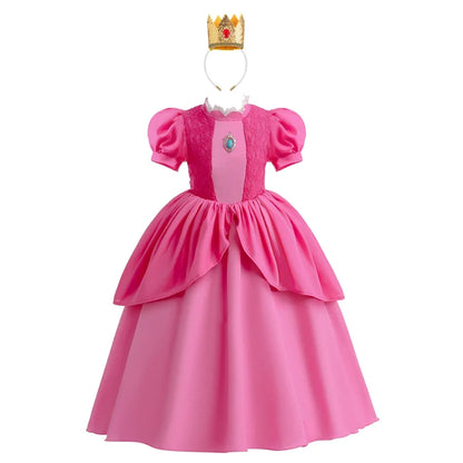 2026 New Child Summer Pink Peach Princess Dress Up Baby Clothes Kids Birthday Party Dresses Little Girls Carnival Costume