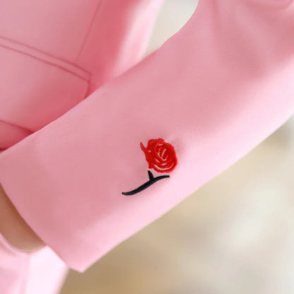 2-14 Yrs Toddler Suit Set with Rose Embroidery 3-Piece Formal Conmmunion Tuxedo Jacket Pants Tie Fast Delivery DTLumika