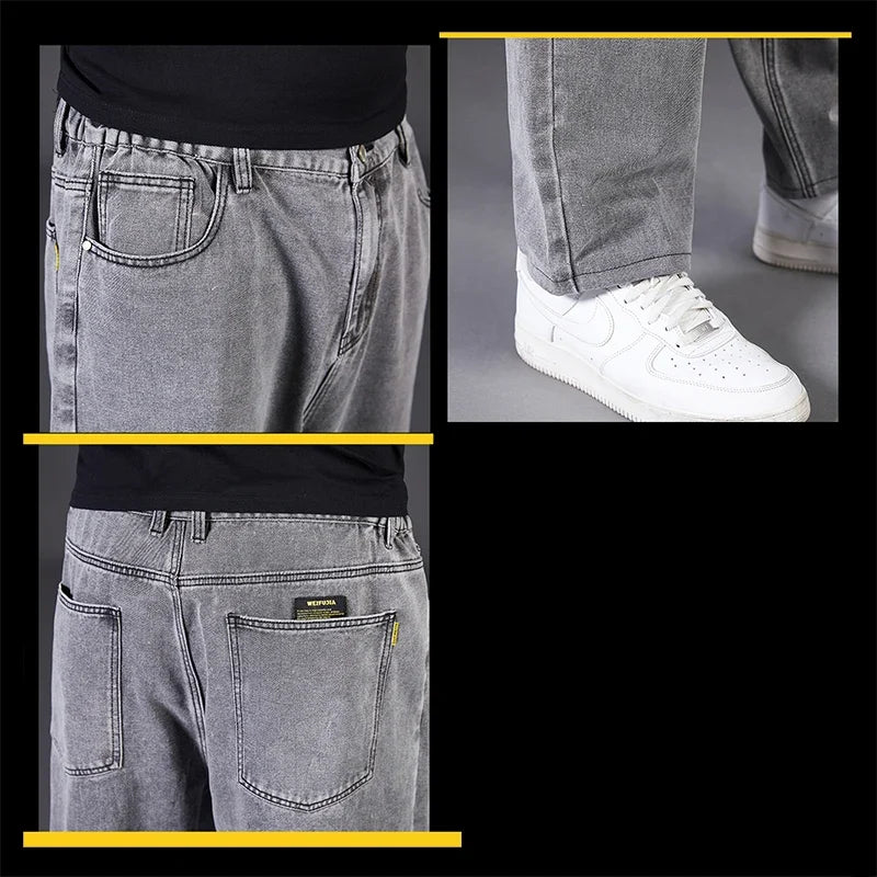 Big Size Jeans Men Good Quality Large Size Jumbo Long Loose Pants Plus Size Loose Jeans Men Wearable Seasons Denim Baggy Jean