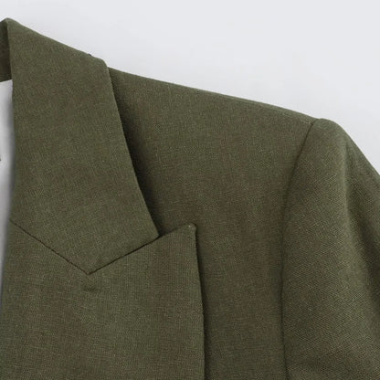 Women Fashion Solid Blazer Notched Collar Long Roll up Sleeves Female Chic Office Lady Business Outfits