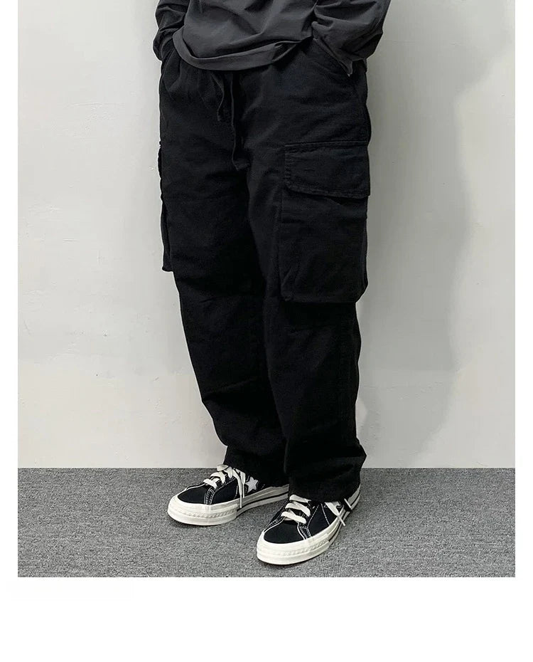 High Quality Cotton Cargo Pants Mens Clothing Plus Size Casual Pants Japanese Harajuku Casual Tactical Joggers Baggy Trousers