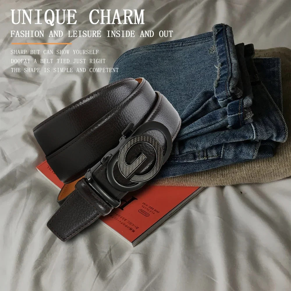 Men's Leather Belt Men's High-quality Metal Buckle Business Black Cowhide Men's Fashionable Casual Belt Women's Size