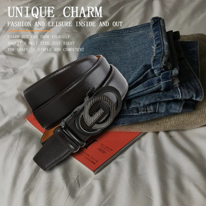 Men's Leather Belt Men's High-quality Metal Buckle Business Black Cowhide Men's Fashionable Casual Belt Women's Size