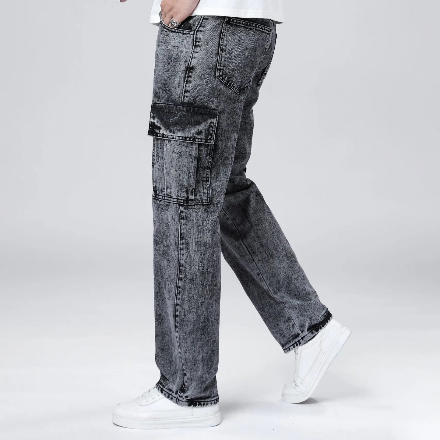 Men's Loose Straight Leg Jeans American Fashion Brand Casual Workwear Comfortable Fit Classic Style