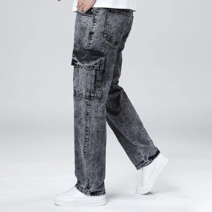 Men's Loose Straight Leg Jeans American Fashion Brand Casual Workwear Comfortable Fit Classic Style