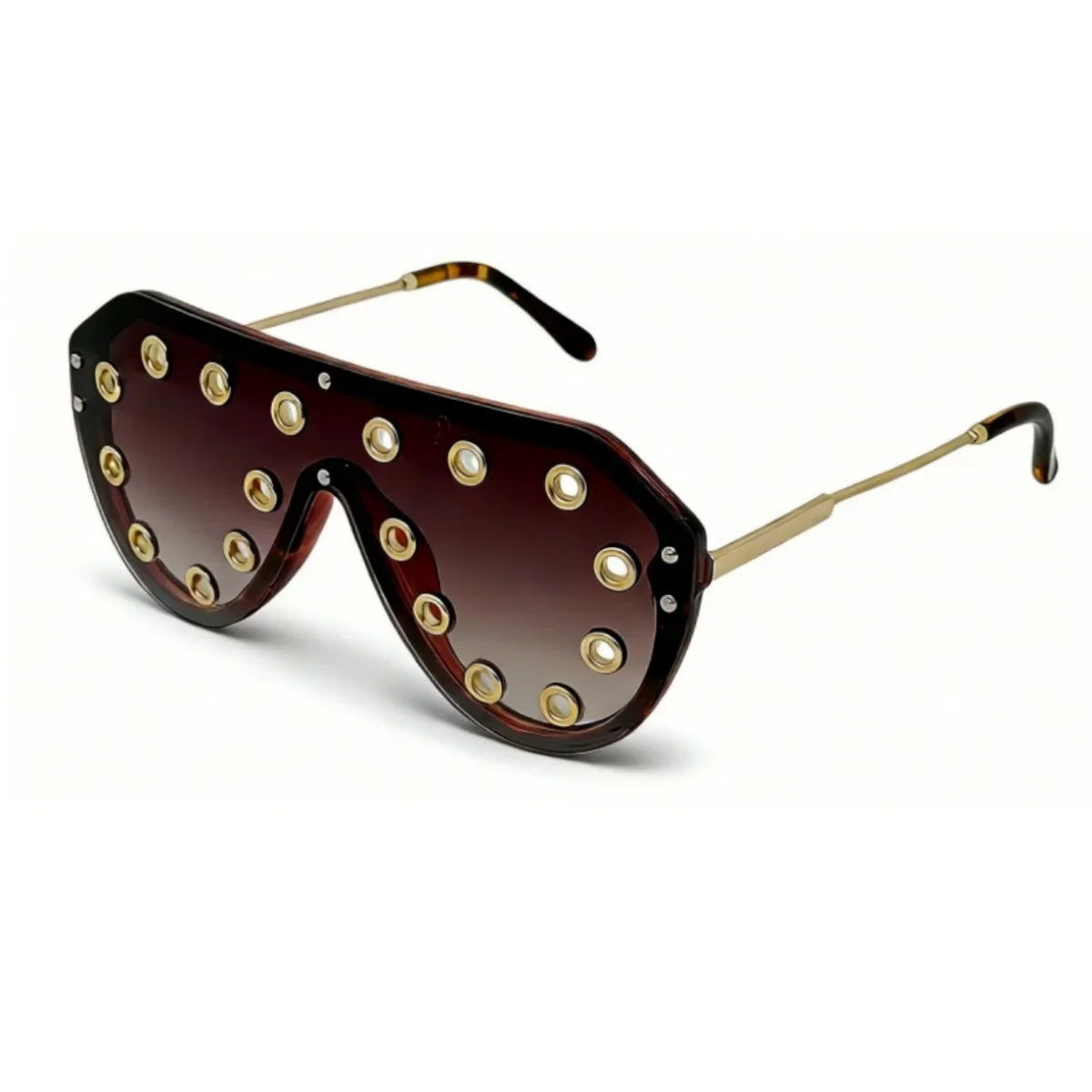 Trendy y2k Oversized One-piece Sunglasses Women Luxury Metal Rivet Party Cool Big Frame Shades UV400 Beach Club Streetwear