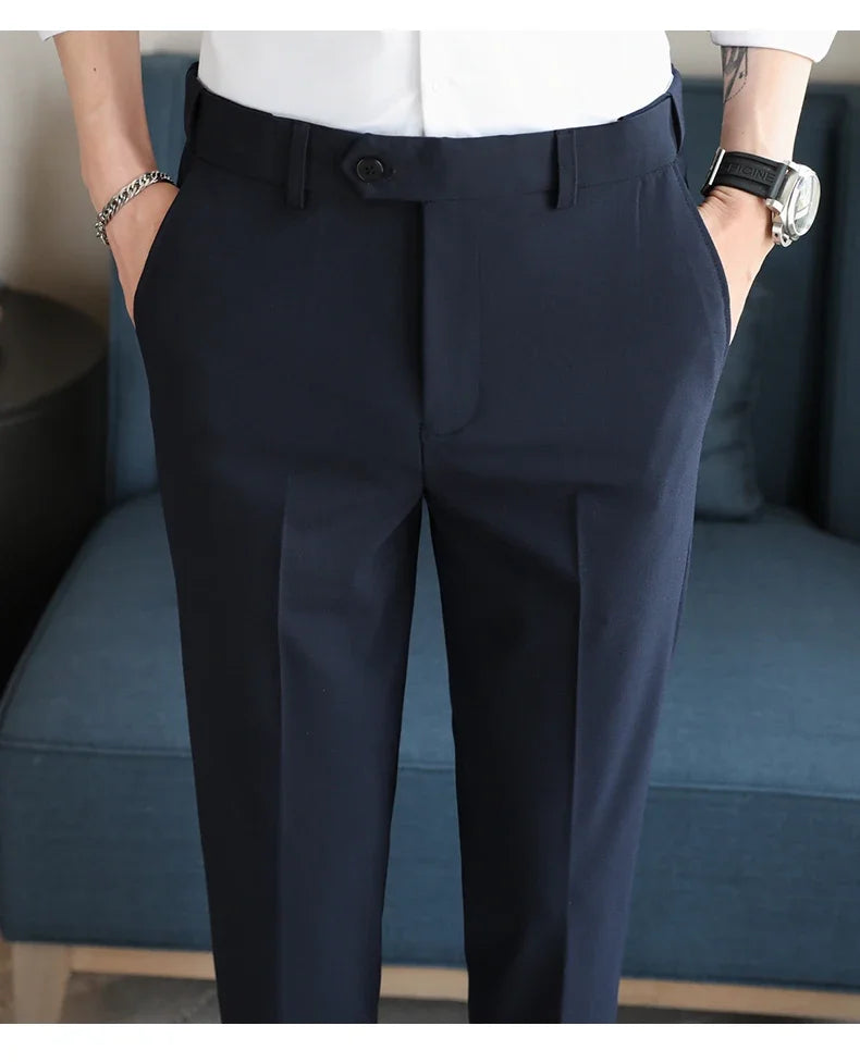 Plus size 44 42 40 Men Business Social Suit Pant 2024 Spring Formal Slim Wedding Trouser Mens Brand Fashion Casual Dress Pants