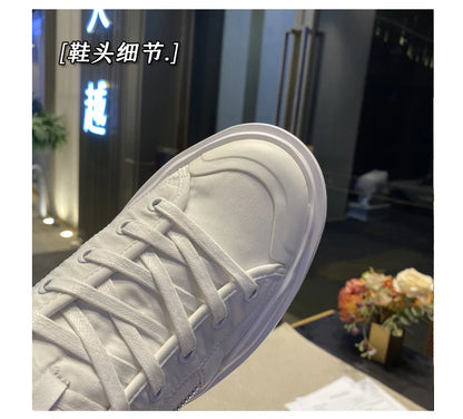 New Fashion High-top Casual Shoes Men Platform White Ankle Boot in Canvas Zipper Ornament Sneaker Boots Handcrafted Man Footwear
