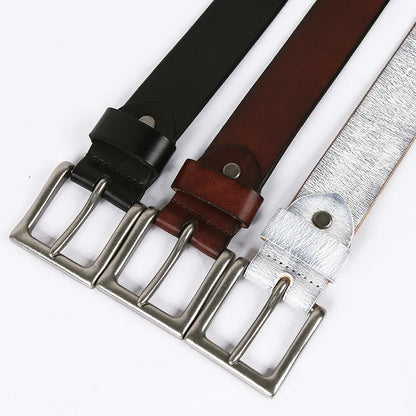 Top Heavy Metal Genuine Leather Belt Men Cowskin Cowboy Belt Ceinture Homme Punk Jeans Strap Wide Cinturon Mujer Waistband