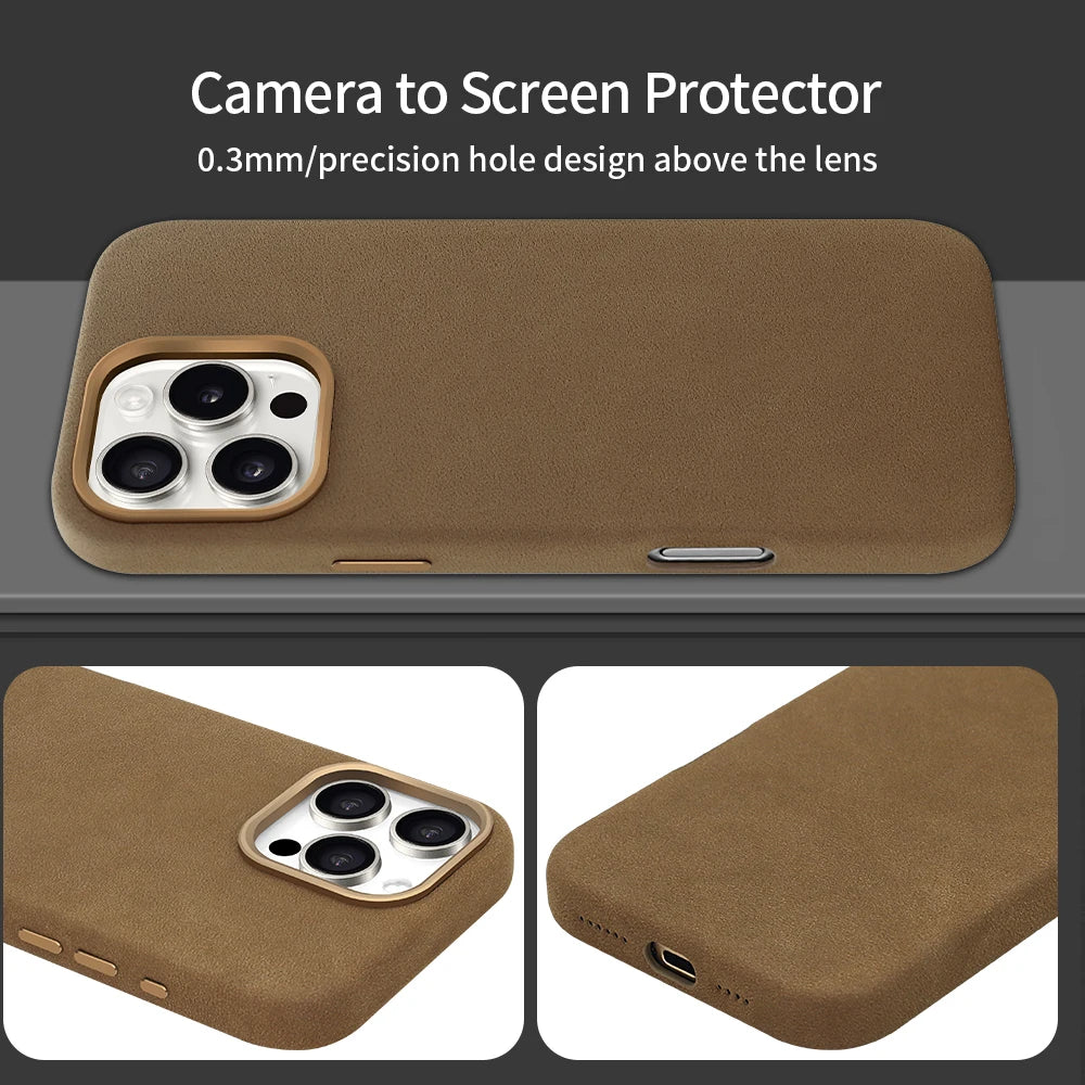 Suede Phone Case for iPhone 17 pro with Magnetic Wireless Charging Anti-Drop Cover Compatible with iPhone 17 16 15 pro Max