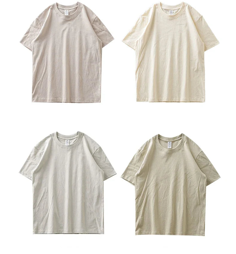 8.1Oz 230gsm Men's Pure Cotton T Shirts 2025 Summer New Oversizes Solid Color T-Shirts for Men and Women Customizable