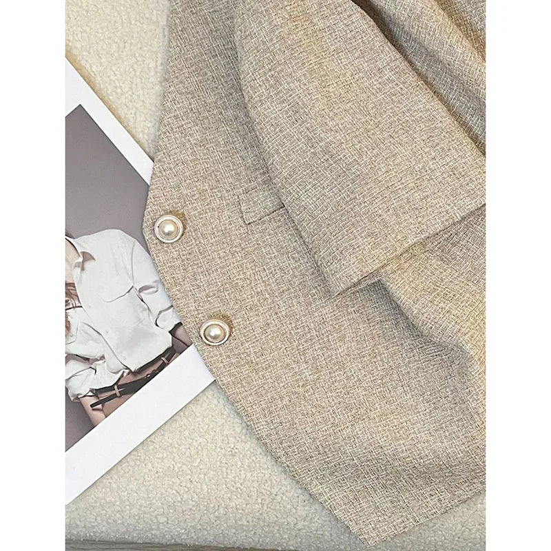 Women's Blazer Coat 2025 Spring Autumn Short-sleeve  Temperament Ladies Outerwear Korean Version Casual Female Short Suit Jacket