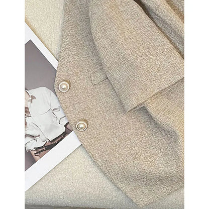 Women's Blazer Coat 2025 Spring Autumn Short-sleeve  Temperament Ladies Outerwear Korean Version Casual Female Short Suit Jacket