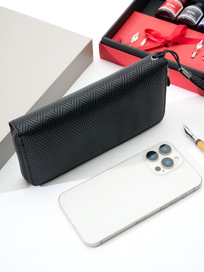 Fashion Retro Simple Long Wallet Business Office Commute Large Capacity Multi-Card Slot Portable Long Zipper Wallet Phone Wallet