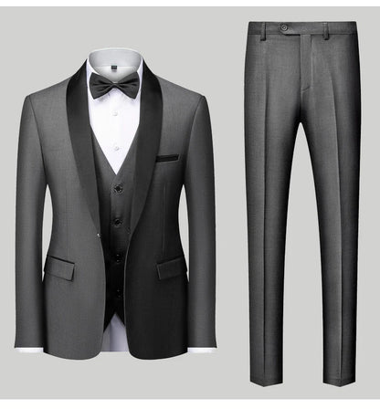 M-6XL Men's Casual Business Have Smoking Suit High End Brand Boutique Fashion Blazer Vest Pants Groom Wedding Dress Party Suit