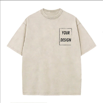 Men's and Women's Cotton Washed T-Shirt Custom Printed T-Shirt 230G Top DIY Your Favorite Pattern or Logo Fashionable Custom Top