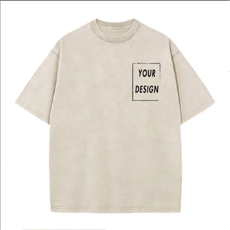 Men's and Women's Cotton Washed T-Shirt Custom Printed T-Shirt 230G Top DIY Your Favorite Pattern or Logo Fashionable Custom Top
