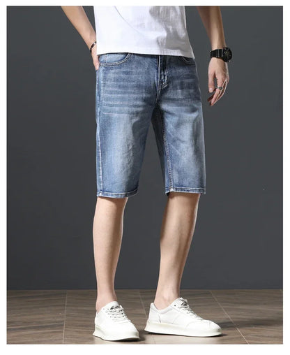 2025 Summer Brand Stretch Thin Bermuda Masculina Cotton Denim Jeans Jorts Men Knee Length Soft Ropa Hombre Shorts