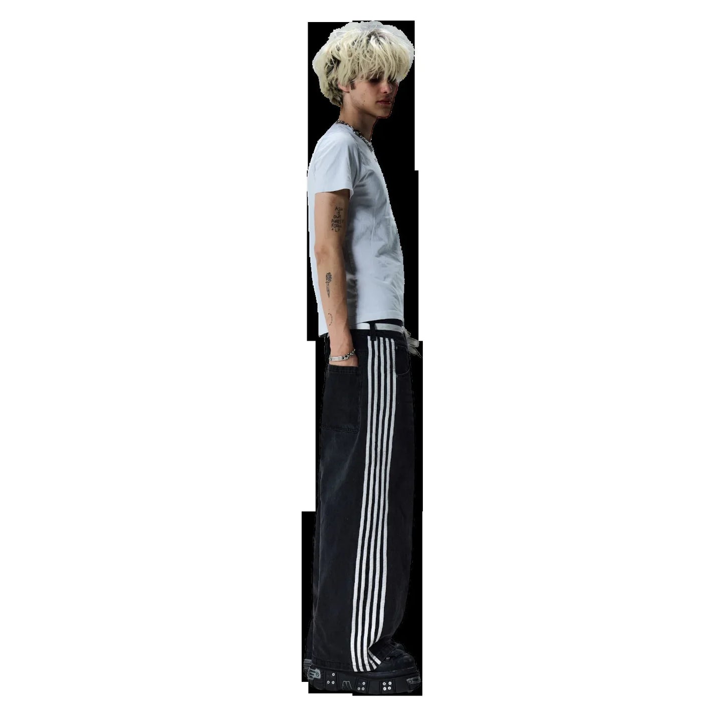 Y2K American Retro High Waisted Jeans Loose Wide Leg Pants Harajuku Style Street Striped Gothic Niche Design Casual Pants