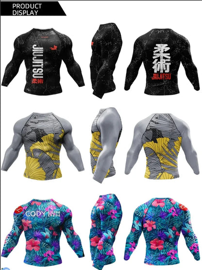 Cody Lundin Wrestling Compression T Shirt Men Full Subliamtion Brazilian Jiu-Jitsu MMA Shor Sleeve Rashguard With Anti Rubber
