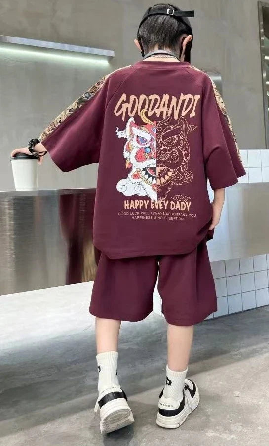 Plus Size Children's Clothing Boys From 4 T-shirts 7 12 Years Baby Summer Clothes Kids Boy Suit 2025 Top Outdoor Korean T-shirt