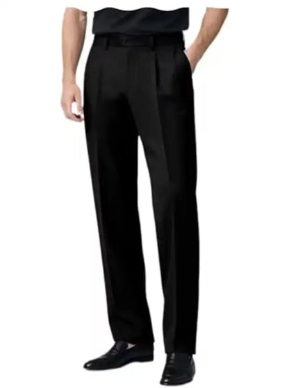 Men's Pleated Dress Pants Wide-Leg Versatile Premium Formal Banquet Wedding Summer Casual Trousers Chinos Business Daily Office