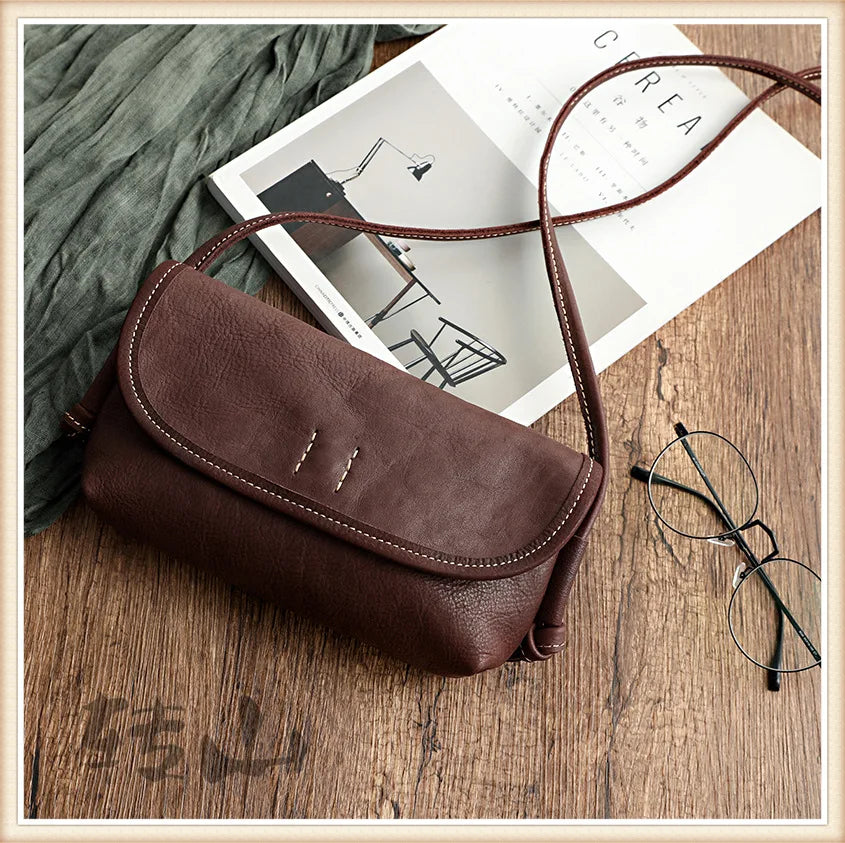 Handmade Retro Soft Cow Leather Women Bag 2026 New Simple Solid Color Shoulder Bags Leisure Ladies Small Messenger Bag