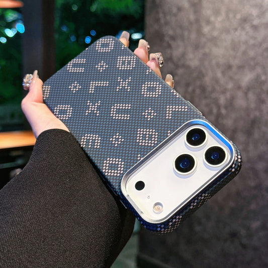 For iPhone 17 Pro Max Case Luminous Kevlar Aramid BXU Letters Magnetic Hard Phone Cover For iPhone17 Pro Carbon Fiber Shell