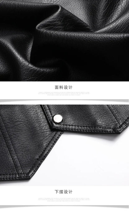 2024 Winter Men Thick Warm Fleece Leather Vest Coat  Male V-Neck Single Breasted Vest Casual Male Clothing Outerwear