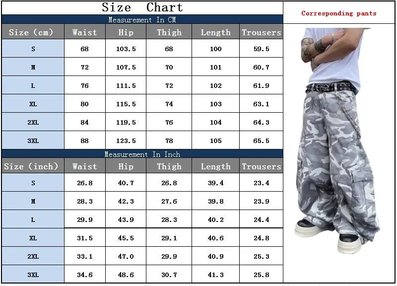 2026 Pantalones Y2K Streetwear Camouflage Baggy Cargo Jeans Pants For Men Clothing Wide Leg Oversize Long Trousers Moda Hombre