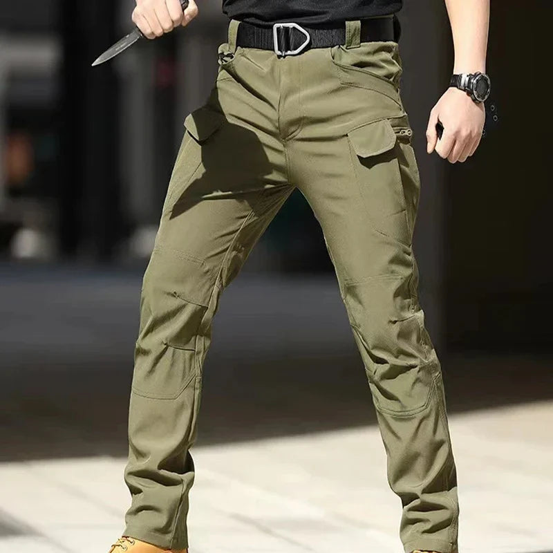 2024 Men's Autumn Tactical Cargo Pants Outdoor Work Pants Multi-pocket Casual Trousers Waterproof Quick Dry Elastic Pants Male