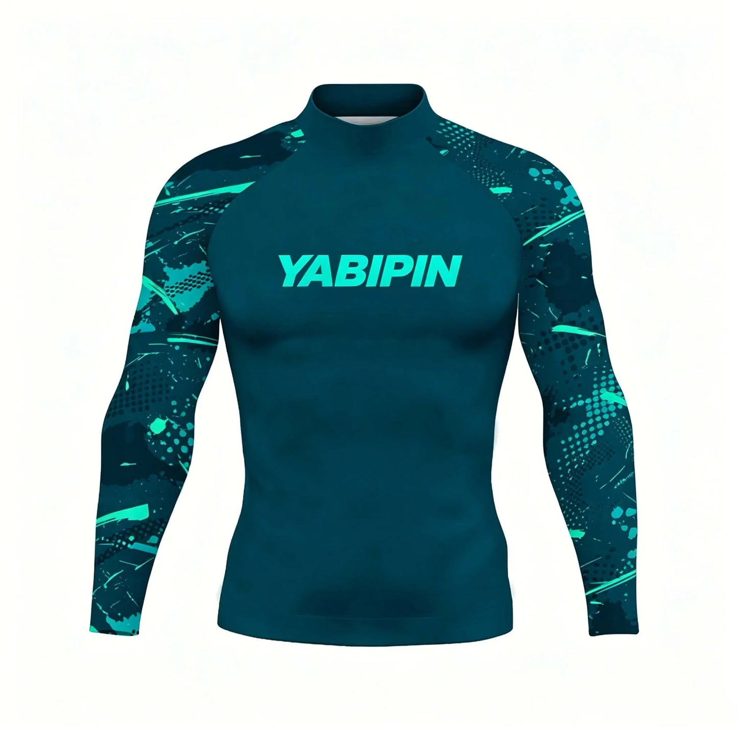 Quick Dry Long Sleeve Rash Guard for Men with High Collar – Sun Protection Beach Swim Tee