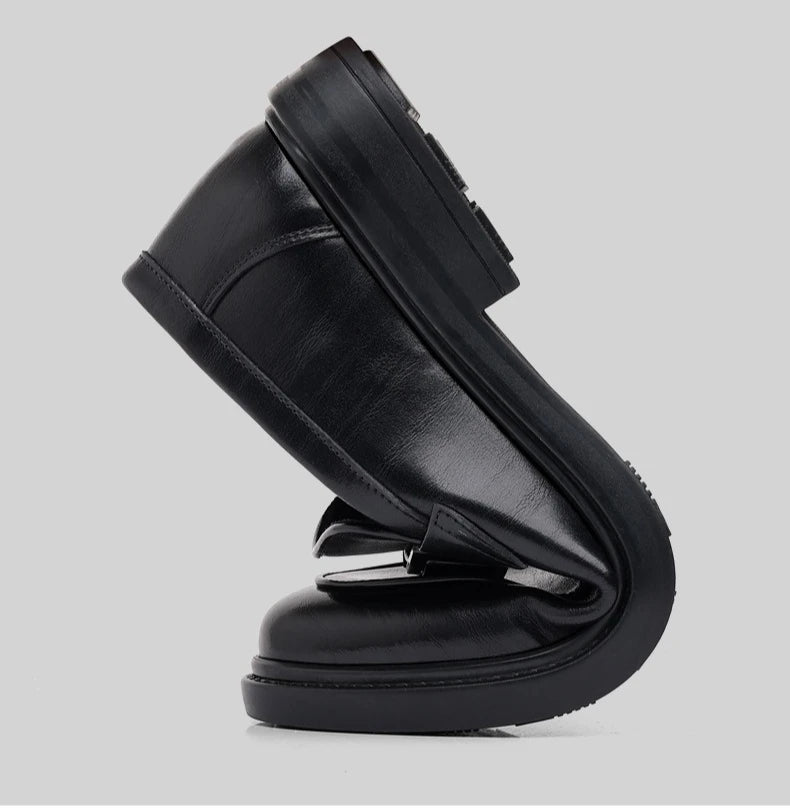 Spring Autumn New Black Dress Shoes for Men Business Designer Cow Leather Shoes Male Fashion British Style Casual Shoe Man