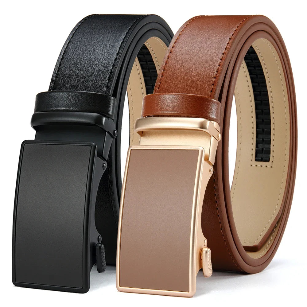 Metal Sand Surface Automatic Film Buckle, High-quality Cowhide Men's Premium Business Waist Belt/belt, Color Optional