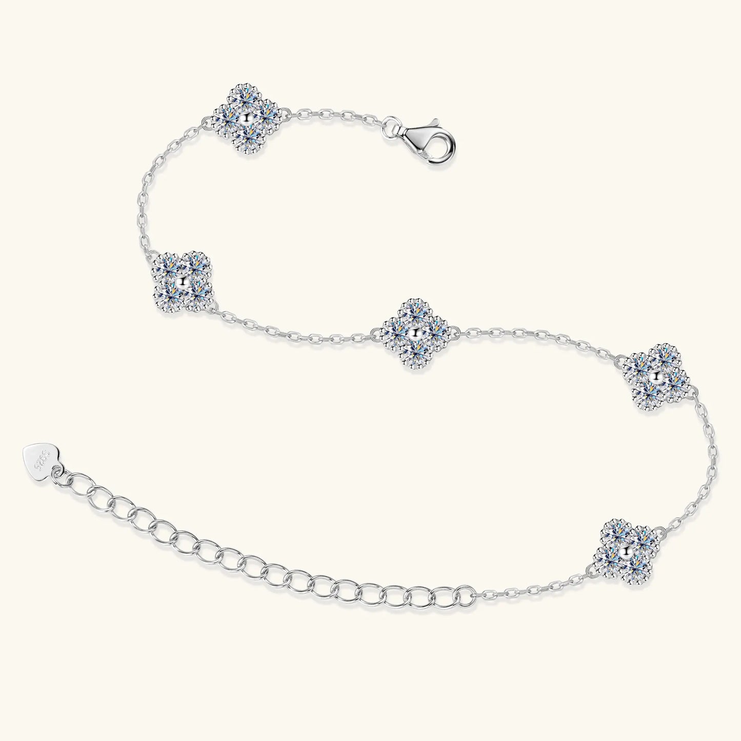 3mm Certified Moissanite Pendant Necklace for Women Classic Clover Flower Neck Chain 100% Pure 925 Silver Chain Charm