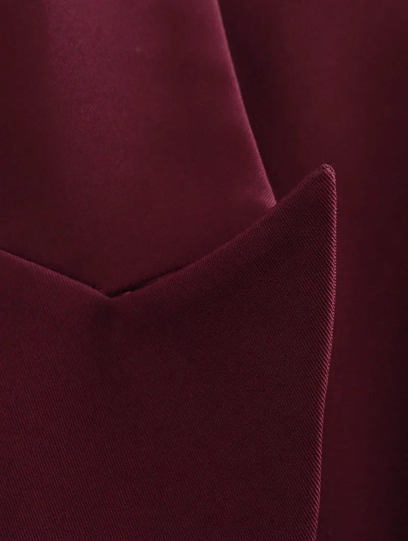 Vintage Wine Red Blazer Jacket Women Fashion Double-Breasted Long Sleeve Suit Jackets Female 2026 New Spring Lapel Office Coat