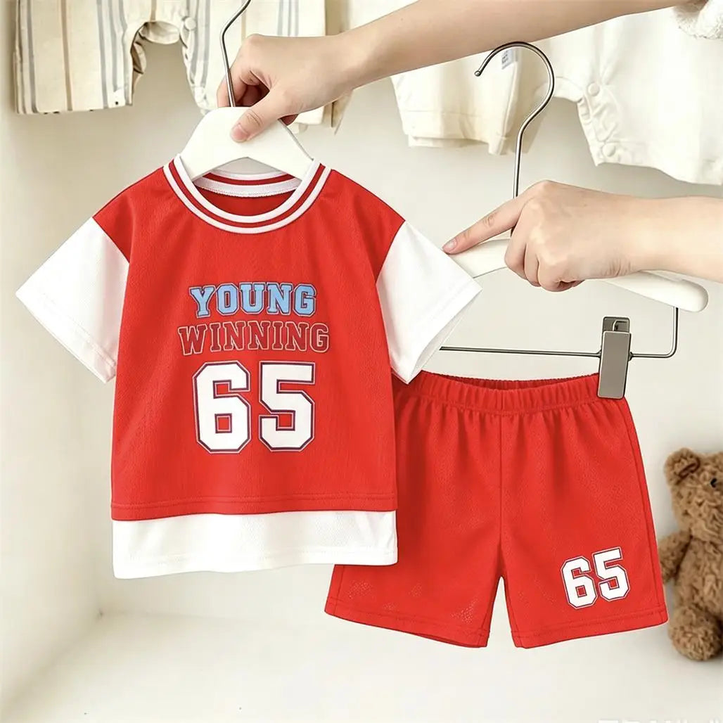 Summer Fashion Sports Suits Boys Trendy Clothing Short-sleeved Shorts Two Piece Set Toddler New Design Casual Sports Costume