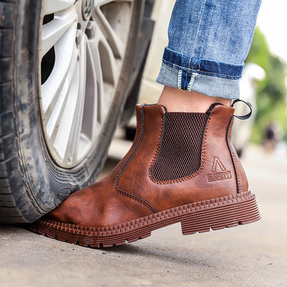 Water Proof Safety Work Shoes For Men Steel Head Leather Boots Male Footwear Indestructible Construction Work Shoes Brown